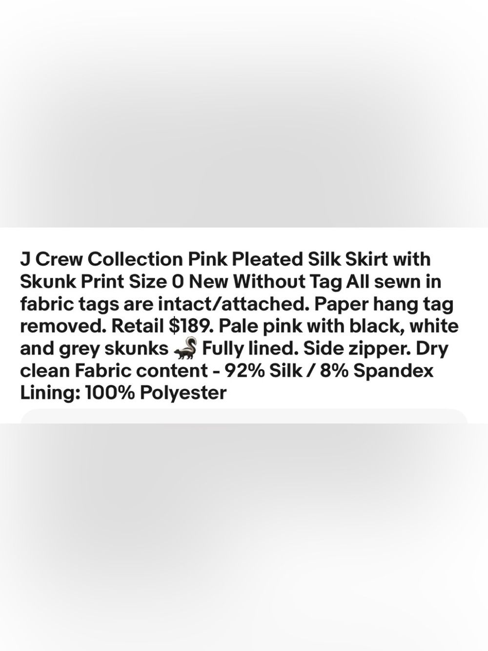 J CREW Skunk Pleated Skirt pink NWT - Picture 6 of 9